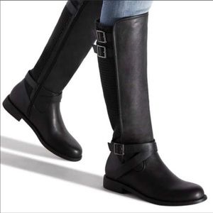 Shoe Dazzle Tessa Textured Boot Black